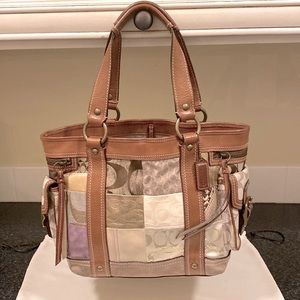 COACH Patchwork tote with heavy leather handles & trim #10002